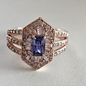 Bomb Party Ring Size 7 Lillac Purple & Cubic Zirconia Rose Gold Ring